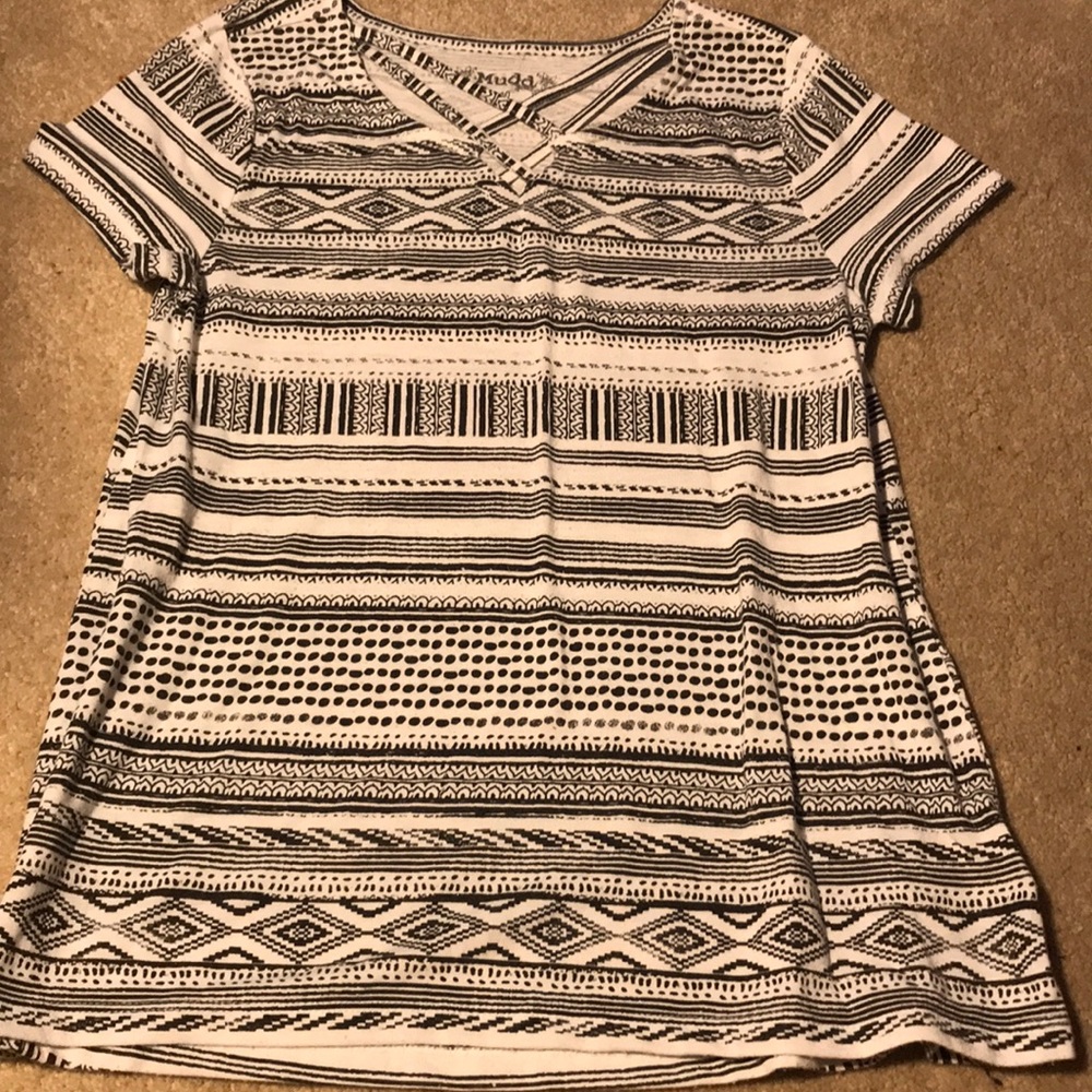 black and white designed t-shirt